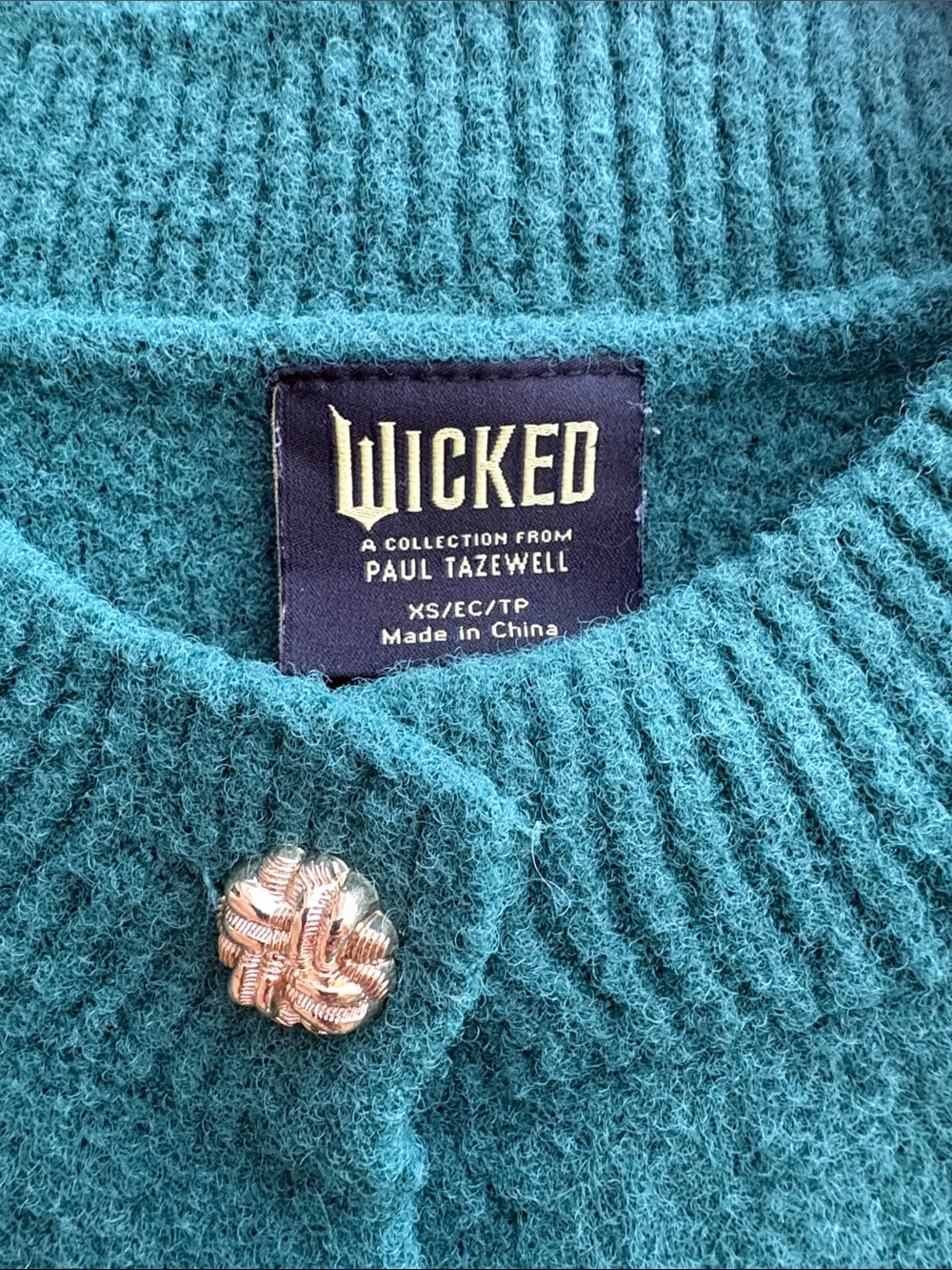 Wicked Graphic Cardigan Ariana Grande Paul Tazewell x Target Green Gold Size XS - Picture 10 of 12